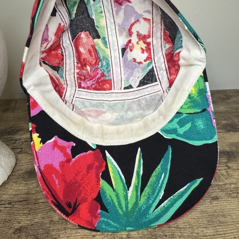 Vintage Hat Cap Fitted  Floral Print Multicolor Big Brime - Picture 7 of 9